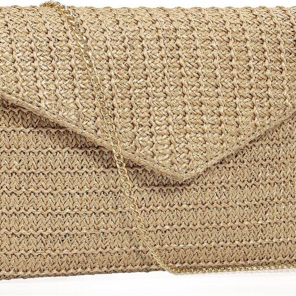 Woven Straw Clutch Purse for Women Elegant Beach Crossbody Bag for Summer